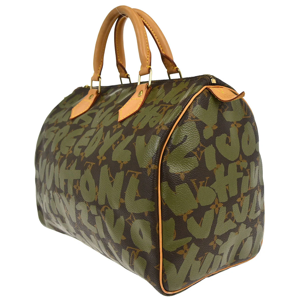 Louis Vuitton Khaki Monogram Graffiti Speedy 30 Handbag M92194 - Image 3