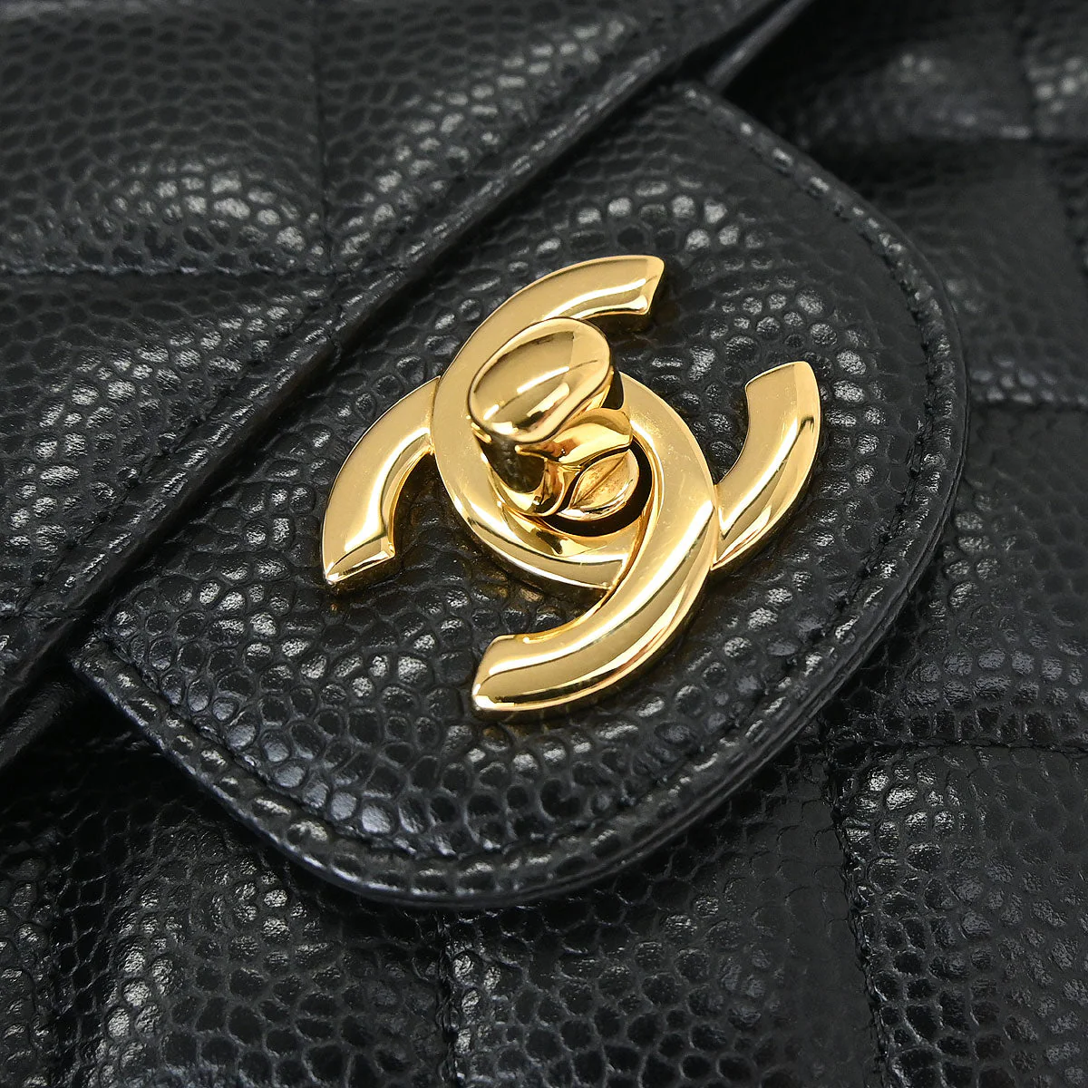 Chanel Black Caviar Skin Small Classic Double Flap Shoulder Bag - Image 7