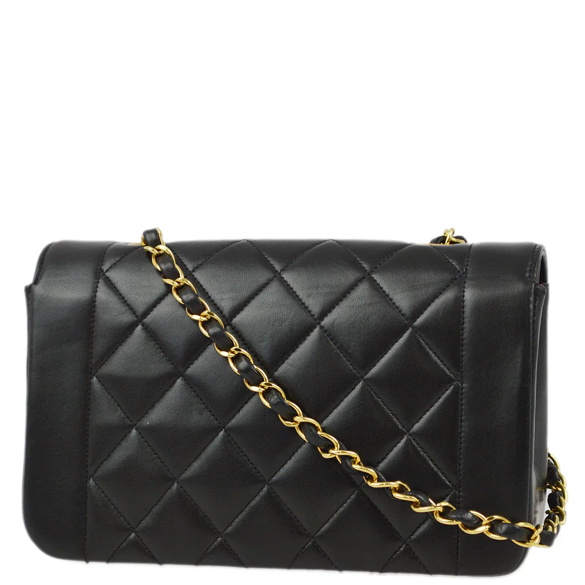 Chanel 1994-1996 Black Lambskin Small Diana Shoulder Bag - Image 2
