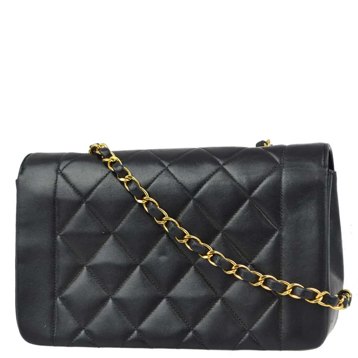 Chanel 1996-1997 Black Lambskin Small Diana Shoulder Bag - Image 2
