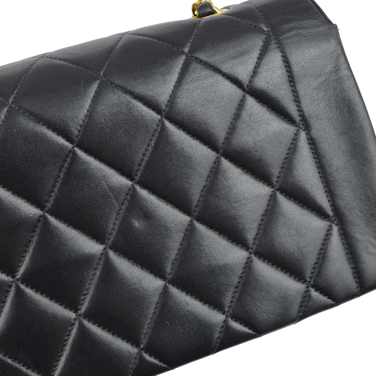 Chanel 1996-1997 Black Lambskin Small Diana Shoulder Bag - Image 7