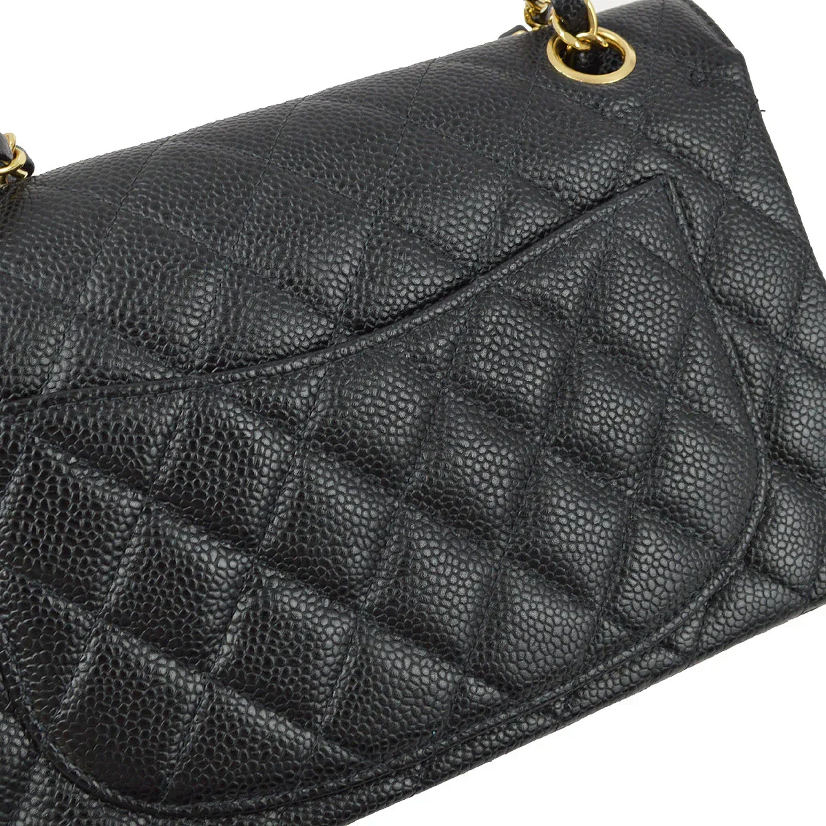 Chanel 2001-2003 Black Caviar Small Classic Double Flap Shoulder Bag - Image 3