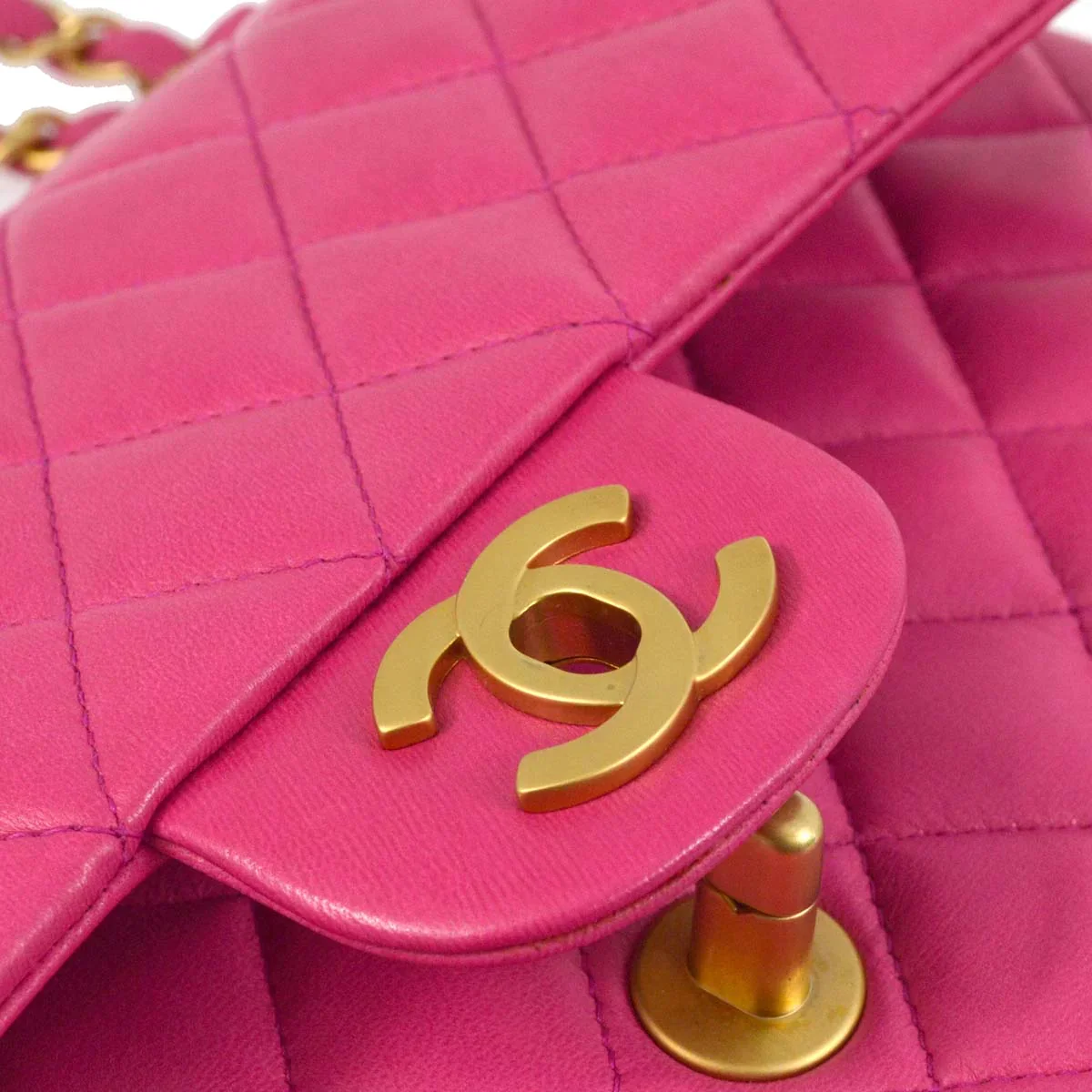 Chanel * 2000-2001 Pink Lambskin Medium Classic Double Flap Shoulder Bag - Image 7