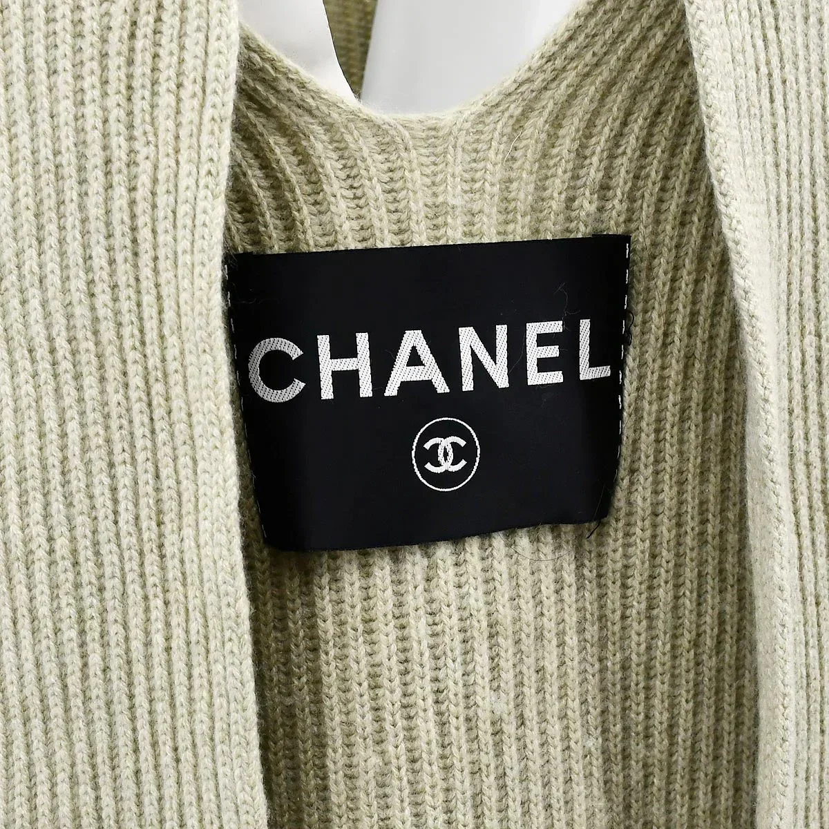 Chanel Logo Tag Scarf Sweater Gray 08C #38 - Image 5