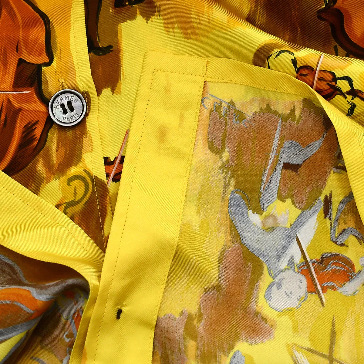 Hermes 1980s Shirt Blouse Yellow #38 - Image 6