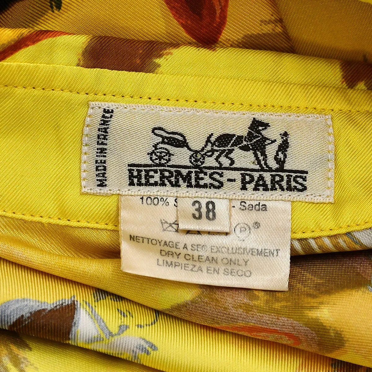 Hermes 1980s Shirt Blouse Yellow #38 - Image 9