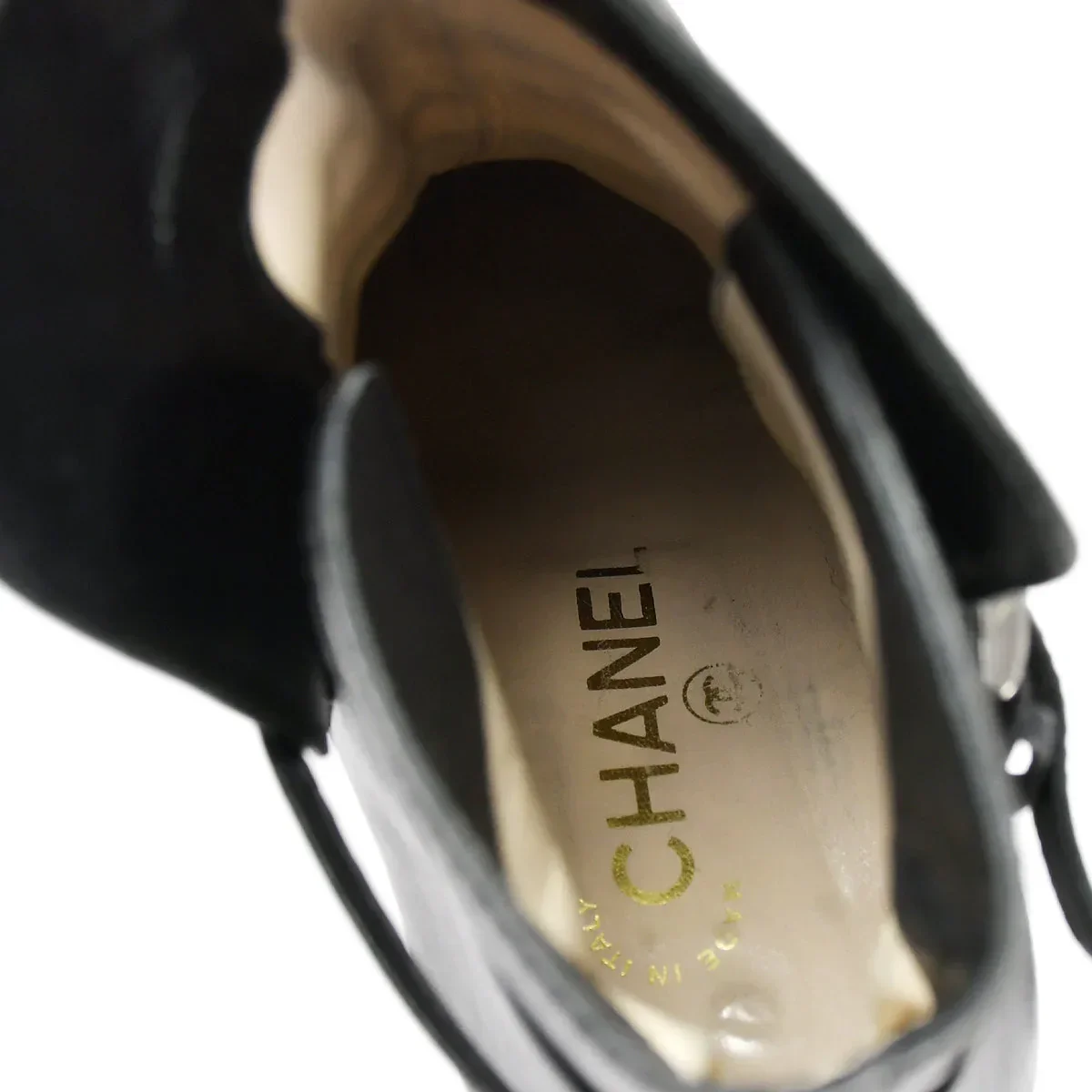 Chanel * Black Leather Short Boots Shoes #36 1/2 - Image 6