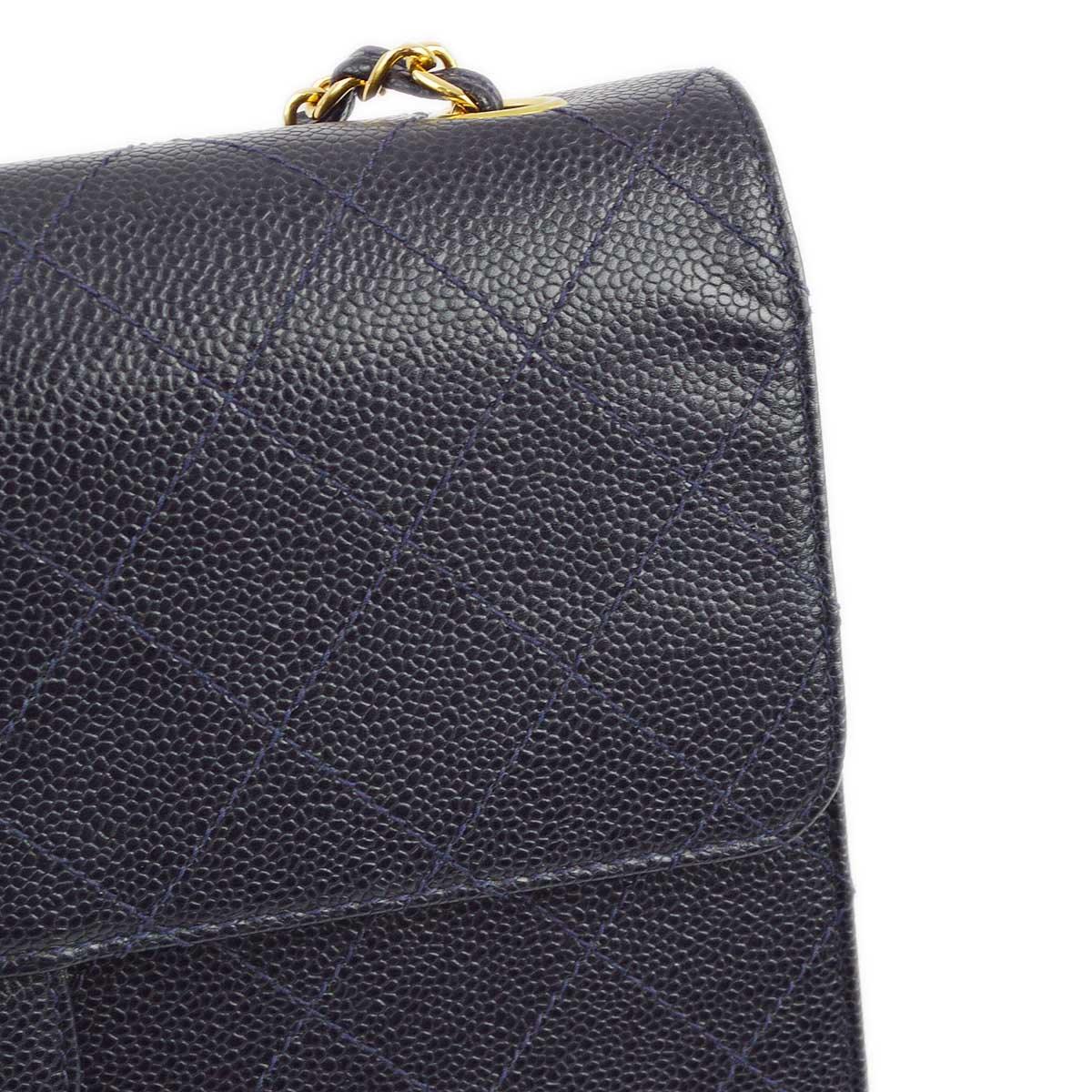 Chanel 1997-1999 Navy Caviar Single Flap Shoulder Bag - Image 6
