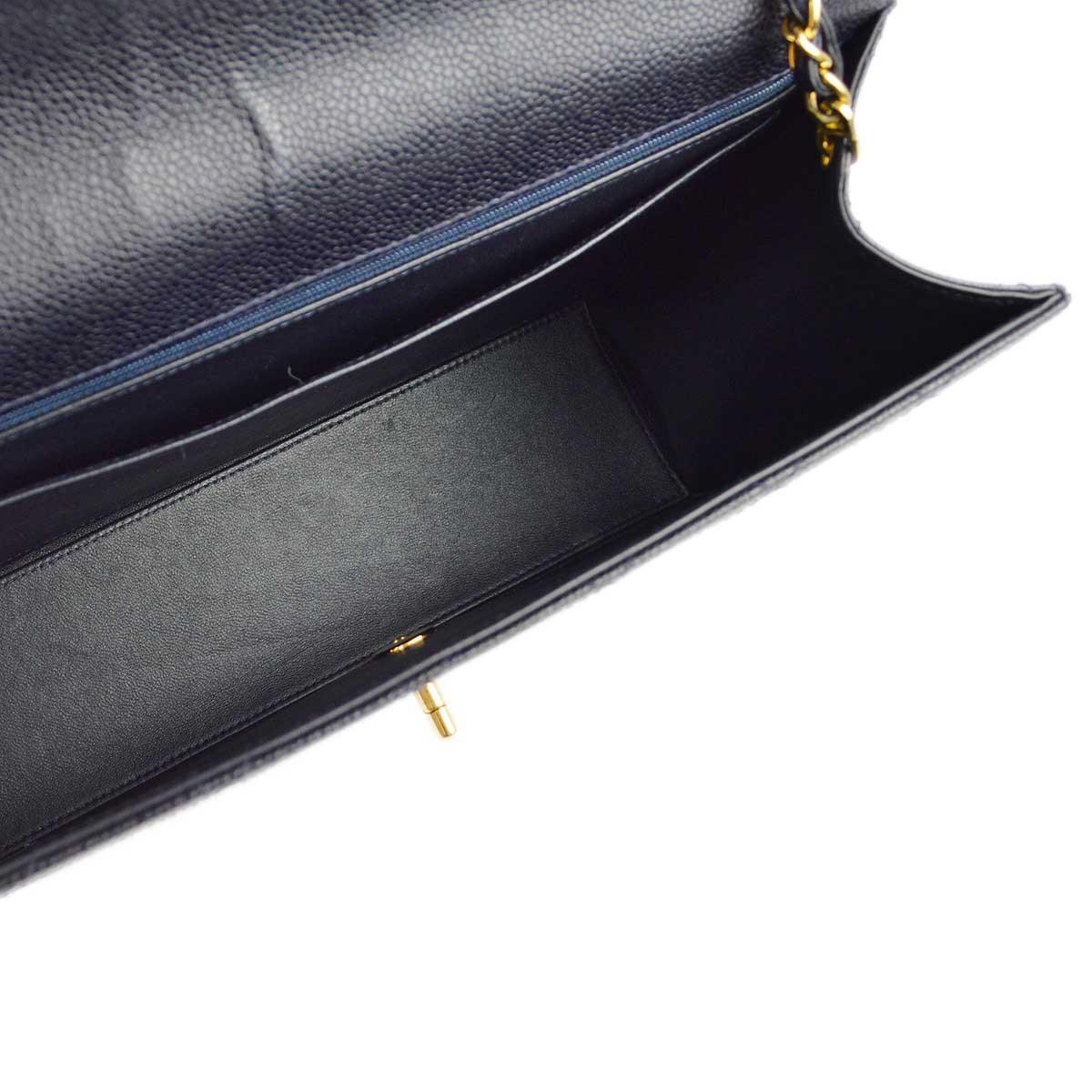 Chanel 1997-1999 Navy Caviar Single Flap Shoulder Bag - Image 8