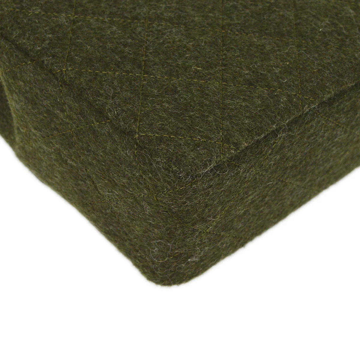Chanel 1989-1991 Black Green Satin Felt Straight Flap Shoulder Bag - Image 4