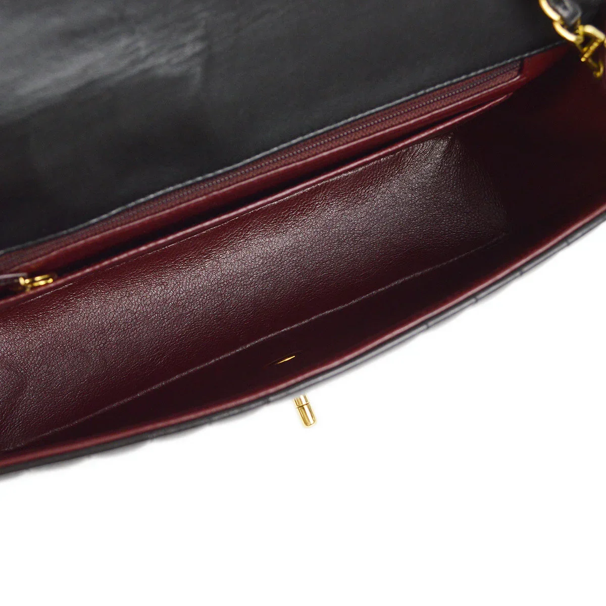 Chanel 1991-1994 Black Lambskin Mademoiselle Single Flap Shoulder Bag - Image 10