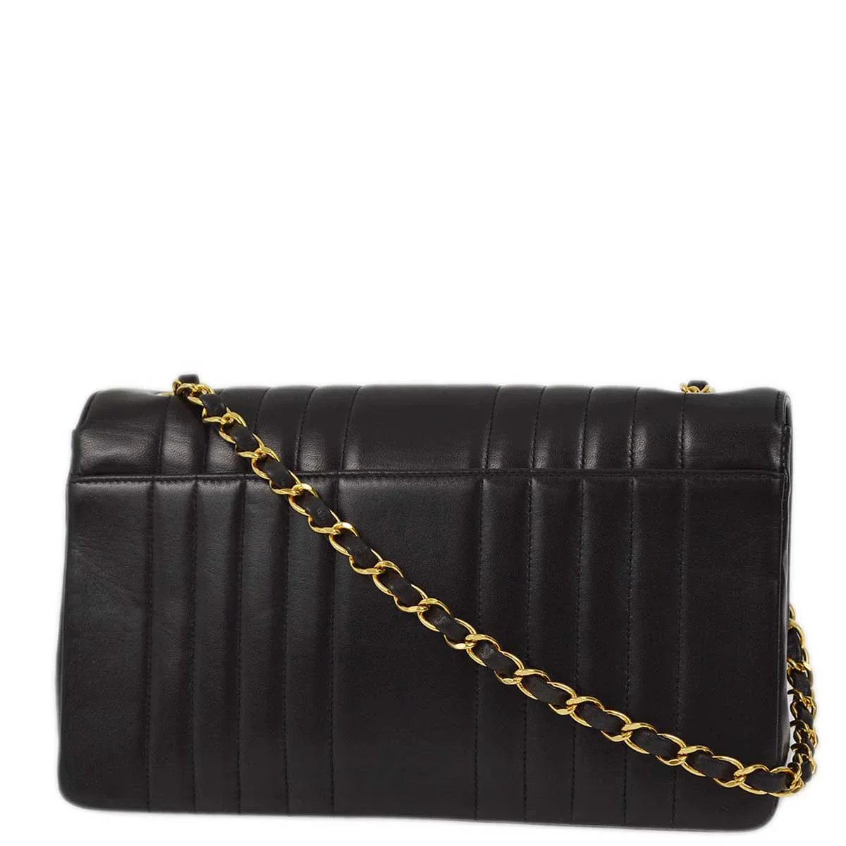 Chanel 1991-1994 Black Lambskin Mademoiselle Single Flap Shoulder Bag - Image 2