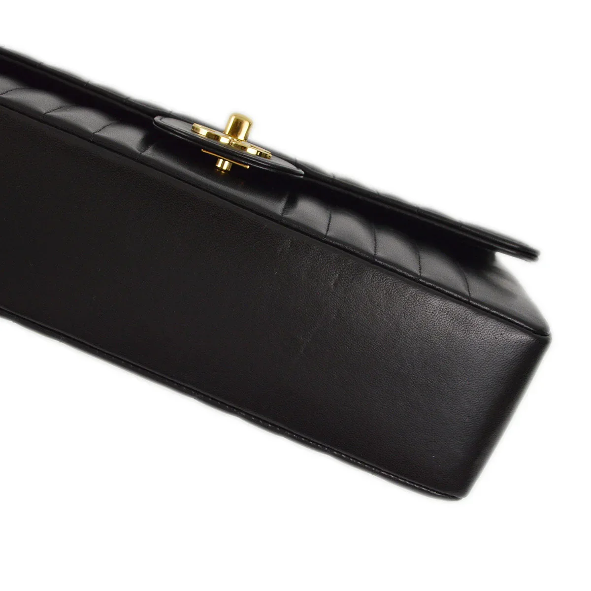 Chanel 1991-1994 Black Lambskin Mademoiselle Single Flap Shoulder Bag - Image 4