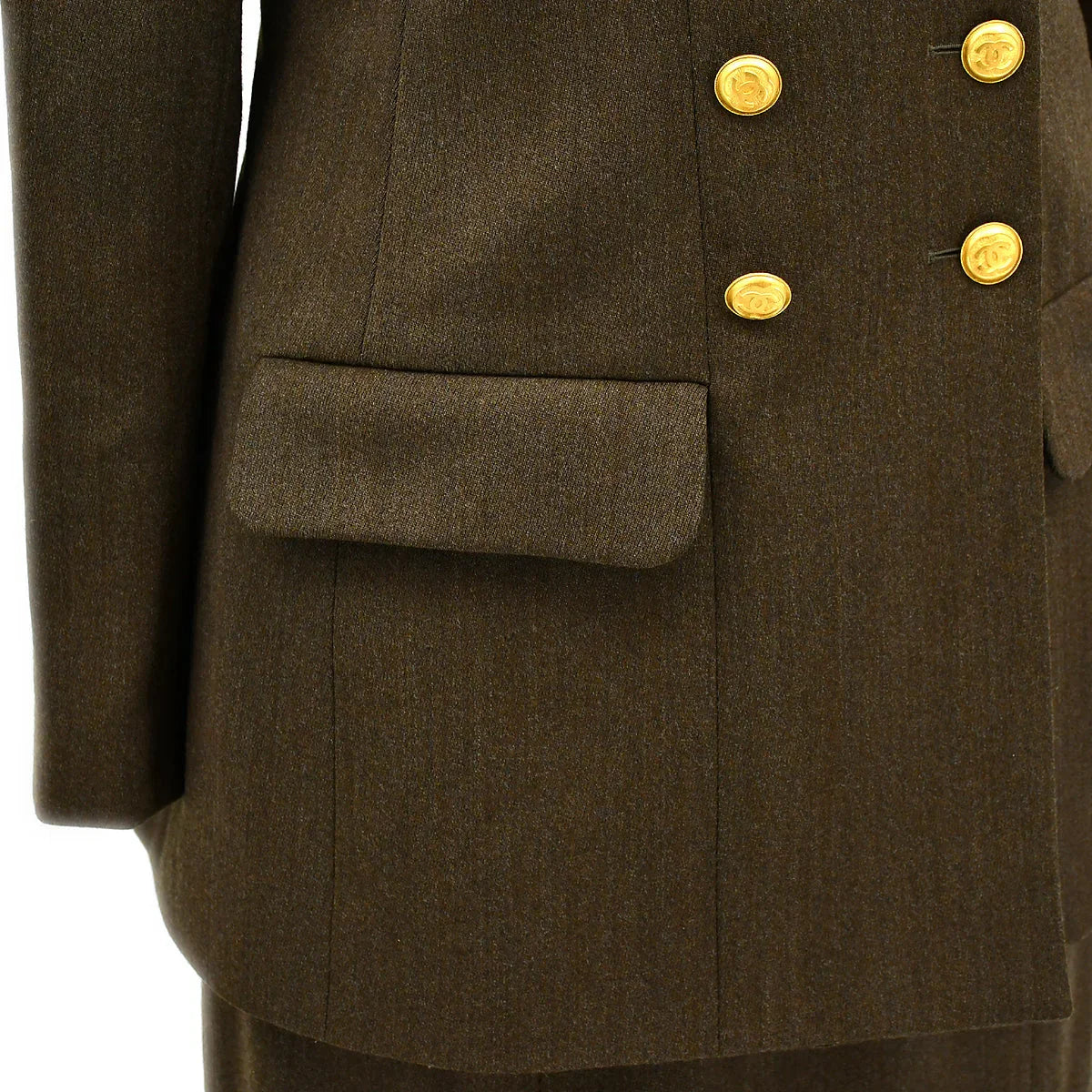 Chanel Setup Suit Jacket Skirt Brown 96A #40 - Image 5