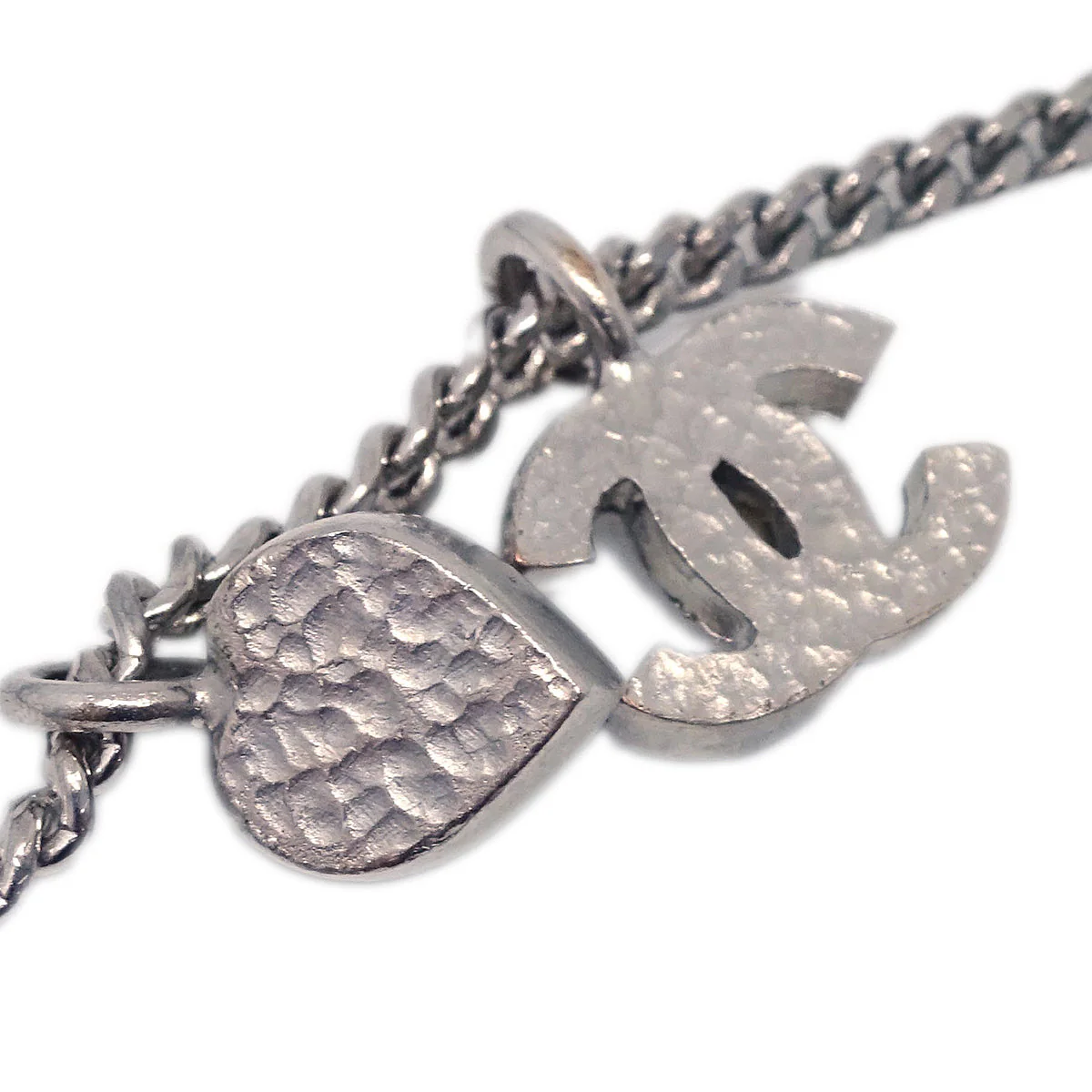 Chanel Silver Chain Necklace Pendant Rhinestone D11C - Image 3