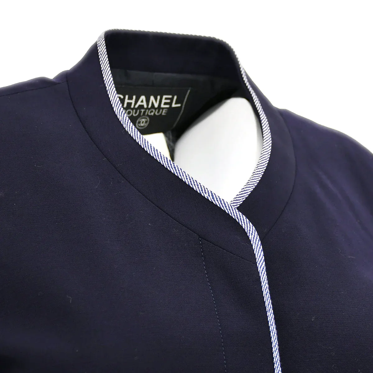 Chanel Single Breasted Jacket Navy 96P #34 - Image 4