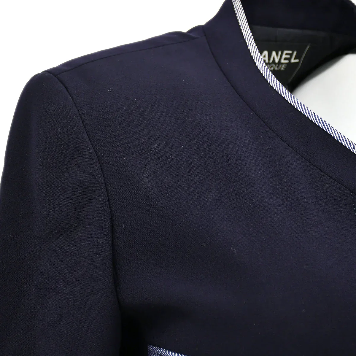 Chanel Single Breasted Jacket Navy 96P #34 - Image 5