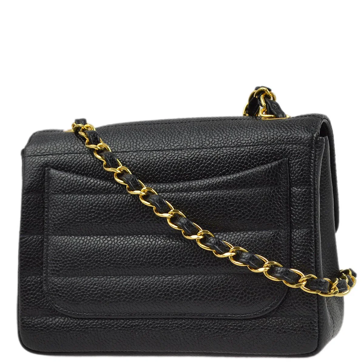 Chanel * 1994-1996 Black Caviar Mini Classic Square Flap Shoulder Bag 17 - Image 2