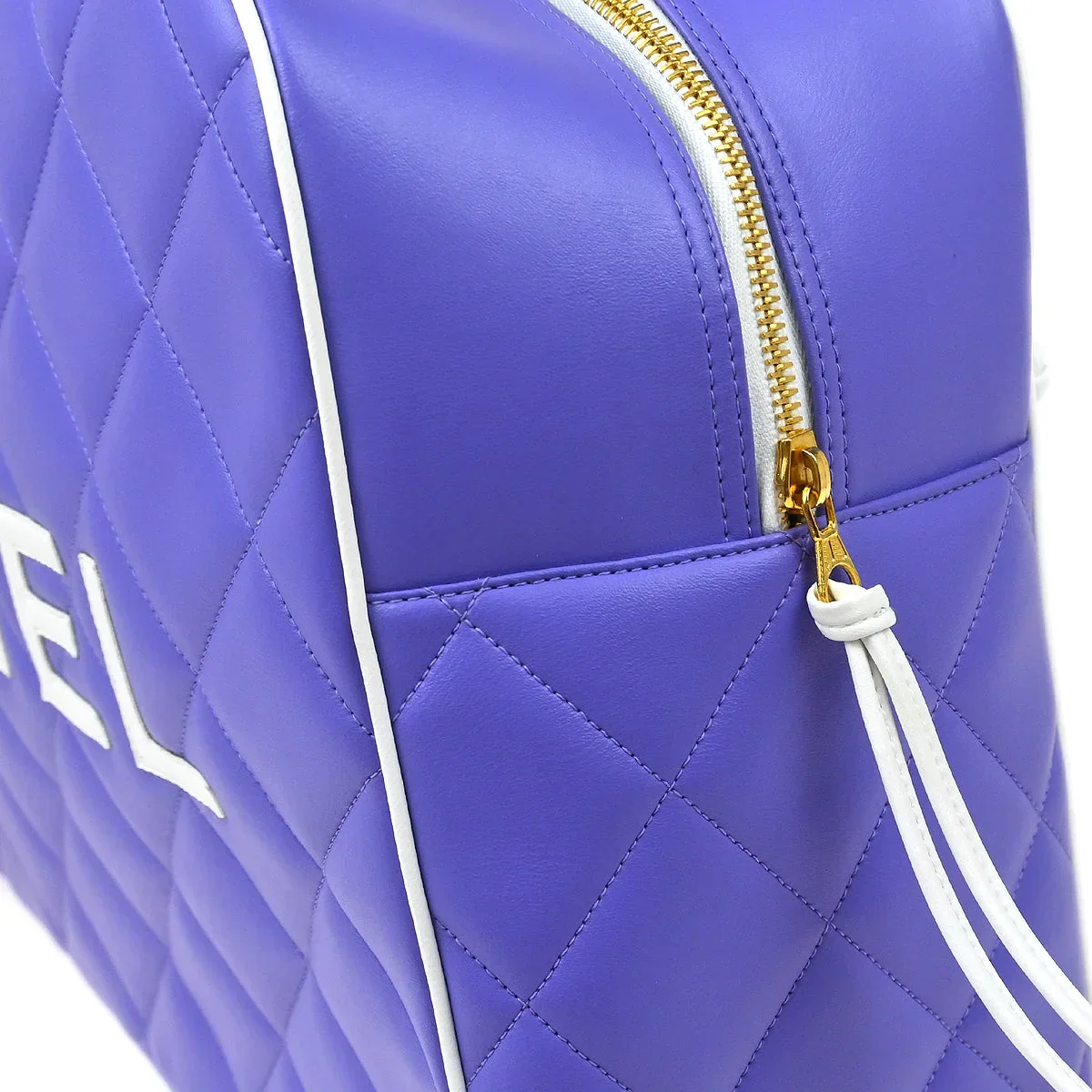 Chanel * 1994-1996 Purple Calfskin Duffle Bowling Bag - Image 5