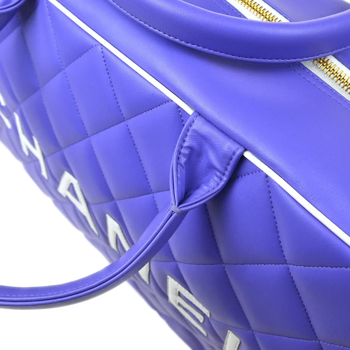 Chanel * 1994-1996 Purple Calfskin Duffle Bowling Bag - Image 6