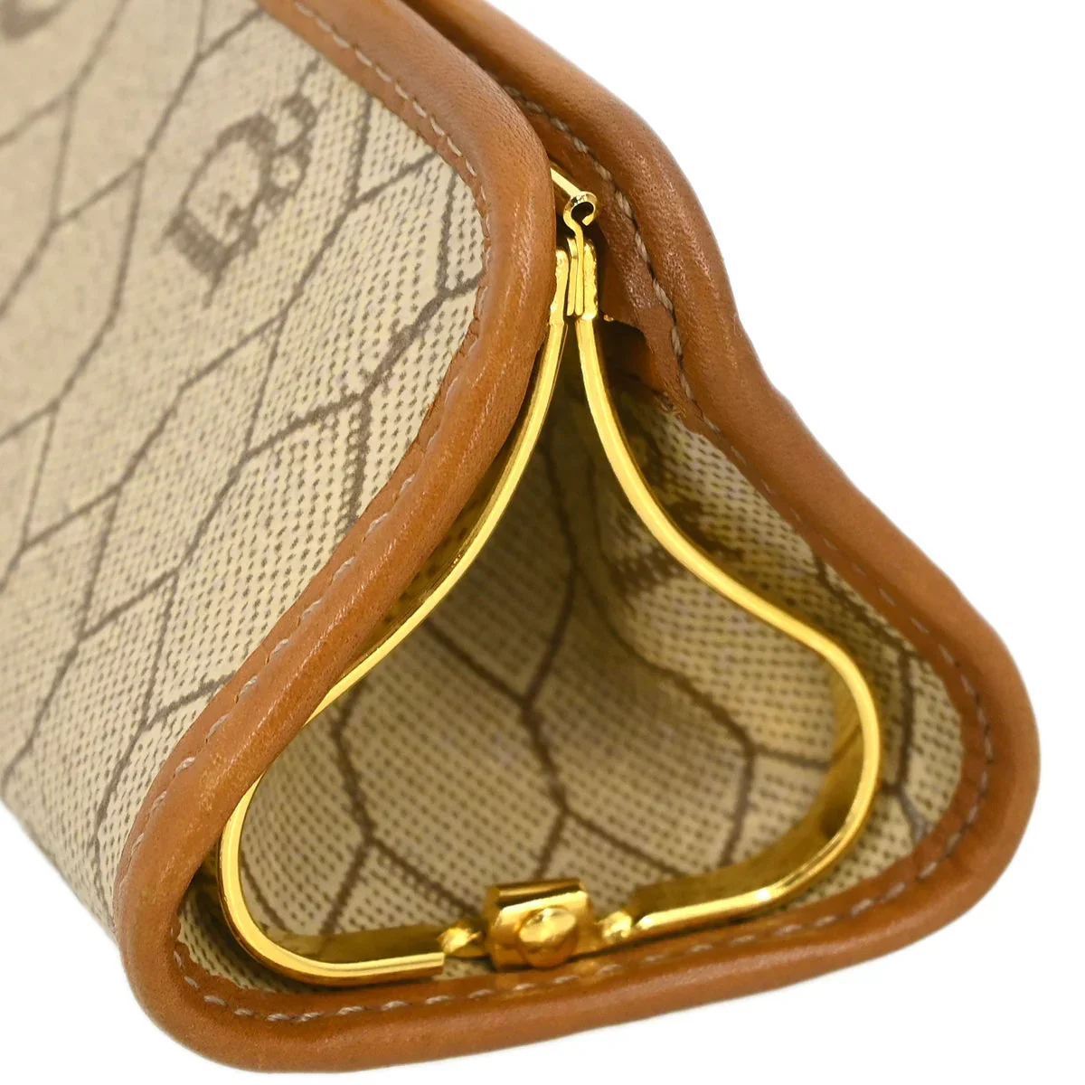 Christian Dior Beige Honeycomb Coin Case Wallet - Image 3