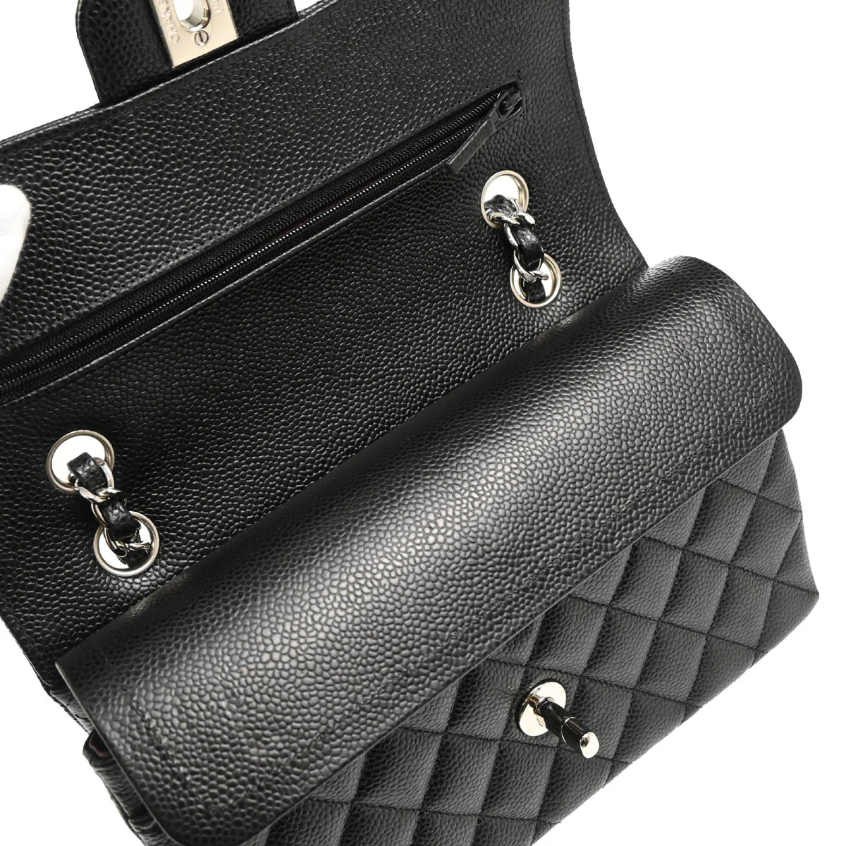 Chanel 2019 Black Caviar Small Classic Double Flap Shoulder Bag - Image 8