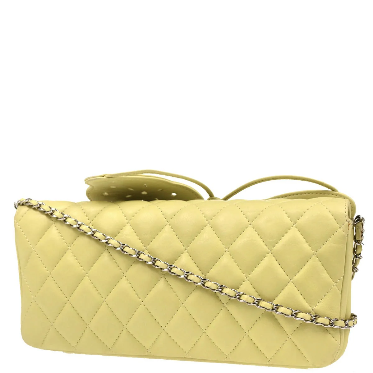 Chanel 2010-2011 Lime Green Lambskin Butterfly Shoulder Bag - Image 2