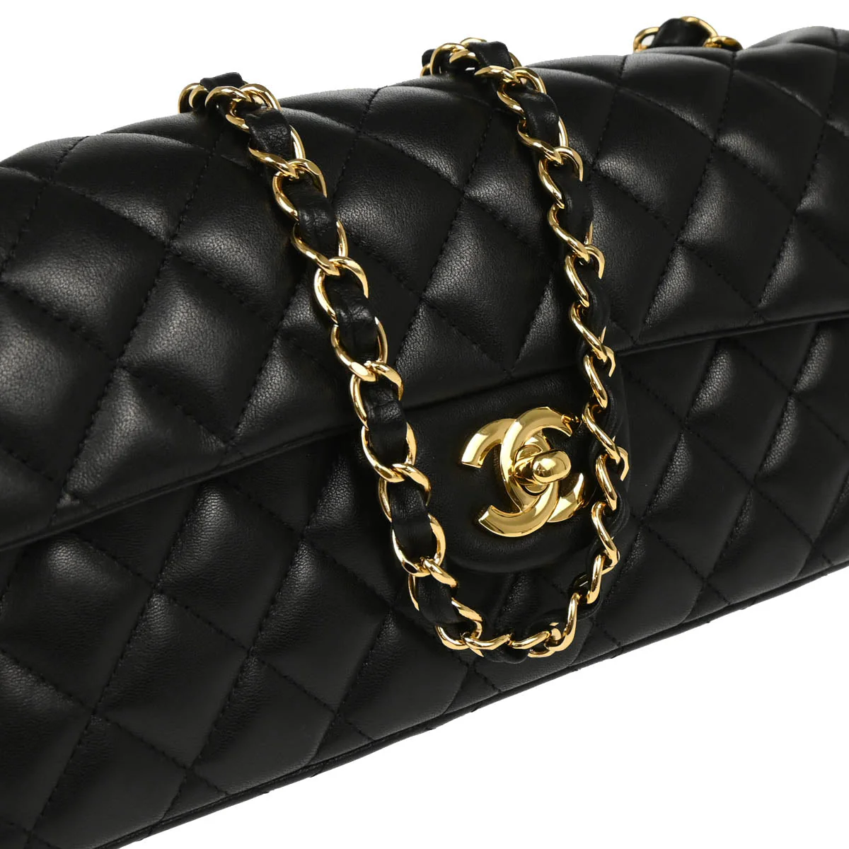 Chanel 2010-2011 Black Lambskin East West Shoulder Bag - Image 3