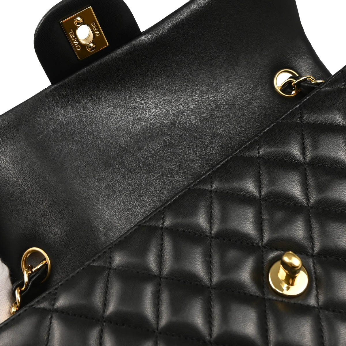 Chanel 2010-2011 Black Lambskin East West Shoulder Bag - Image 8