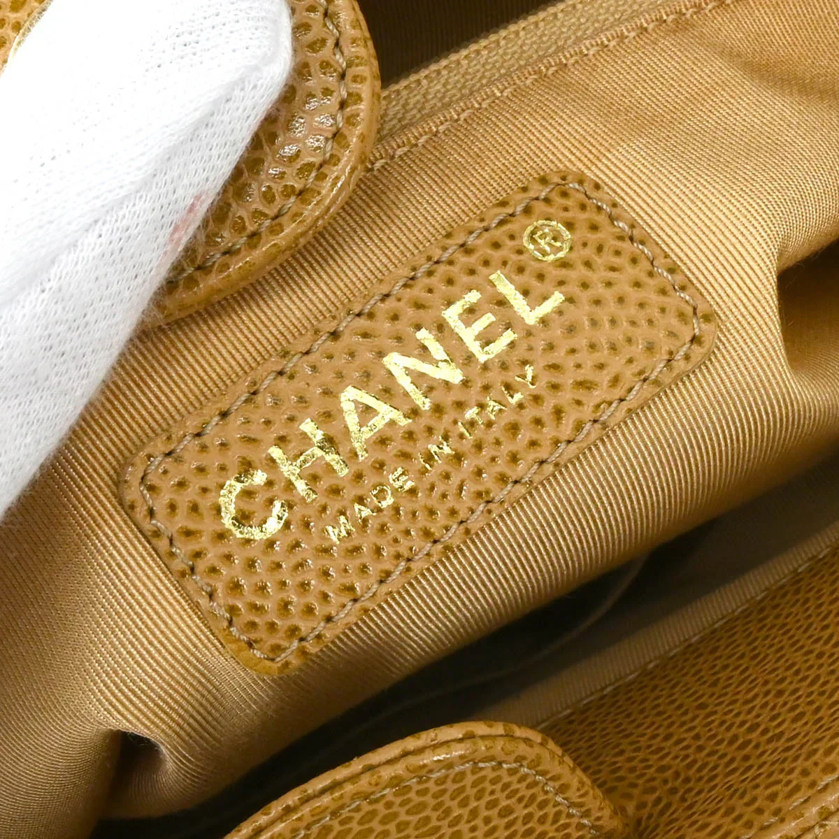 Chanel 2003-2004 Beige Caviar Petite Shopping Tote PST Chain Handbag - Image 10