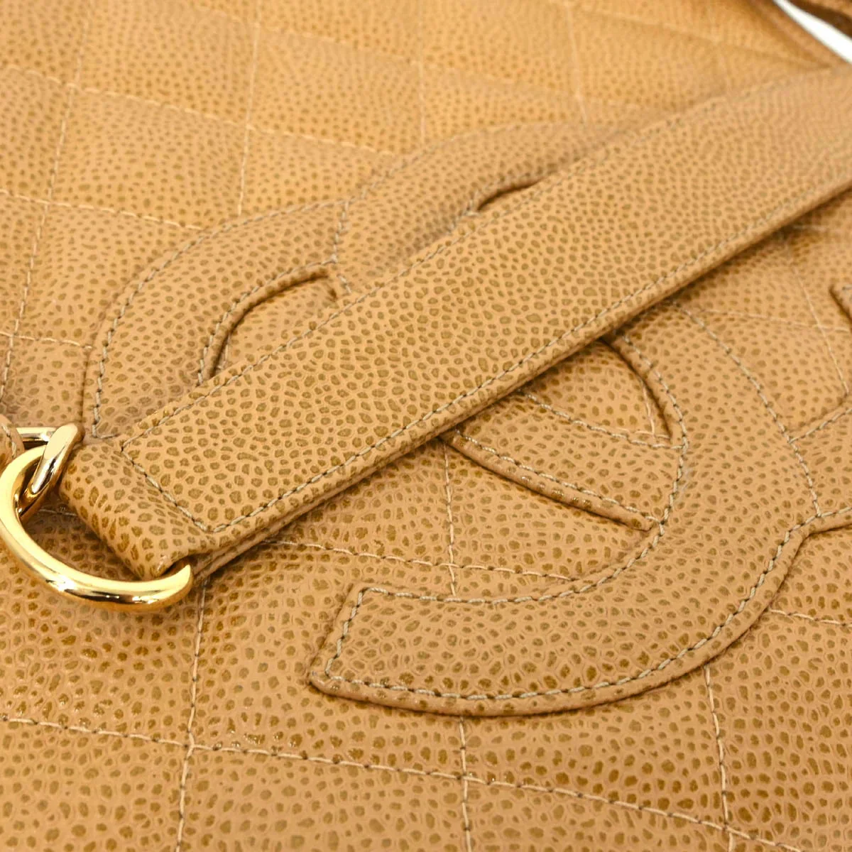 Chanel 2003-2004 Beige Caviar Petite Shopping Tote PST Chain Handbag - Image 6