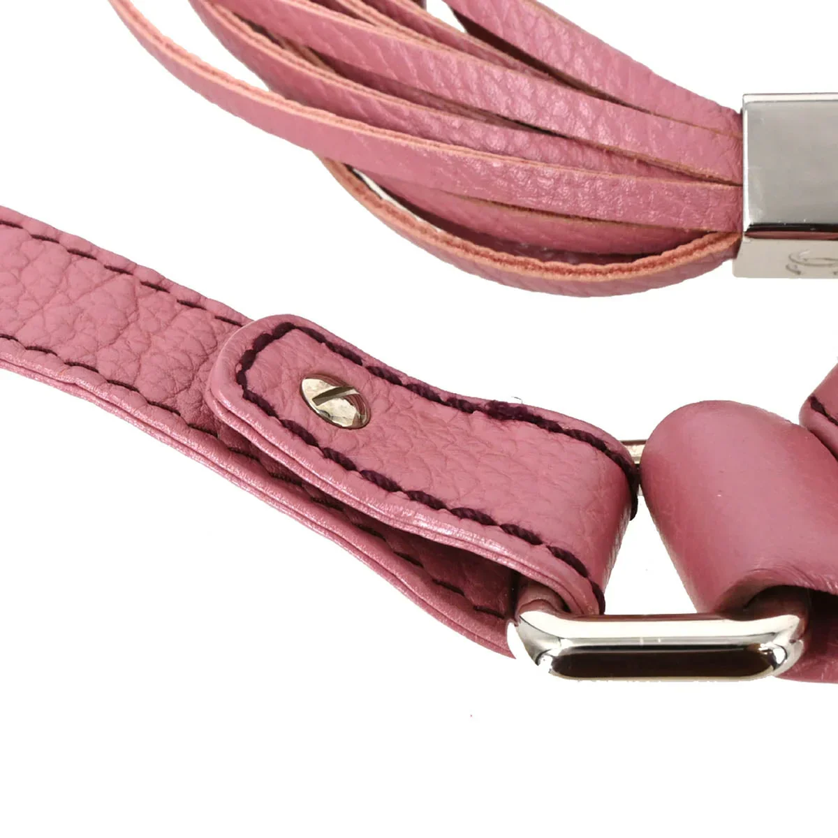 Chanel 2003-2004 Pink Calfskin Fringe Shoulder Bag - Image 8