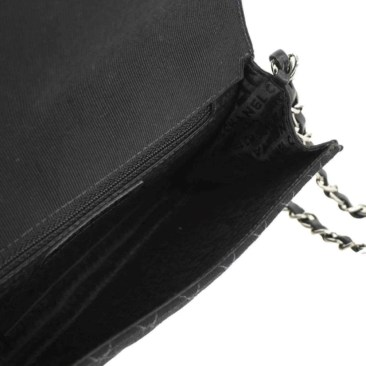 Chanel 2004-2005 Black Canvas Emblem Shoulder Bag - Image 4
