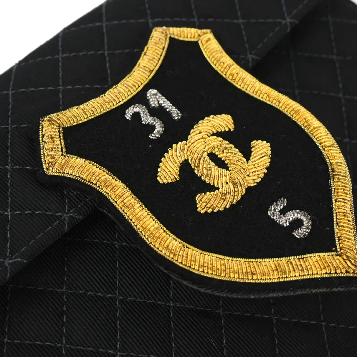 Chanel 2004-2005 Black Canvas Emblem Shoulder Bag - Image 6