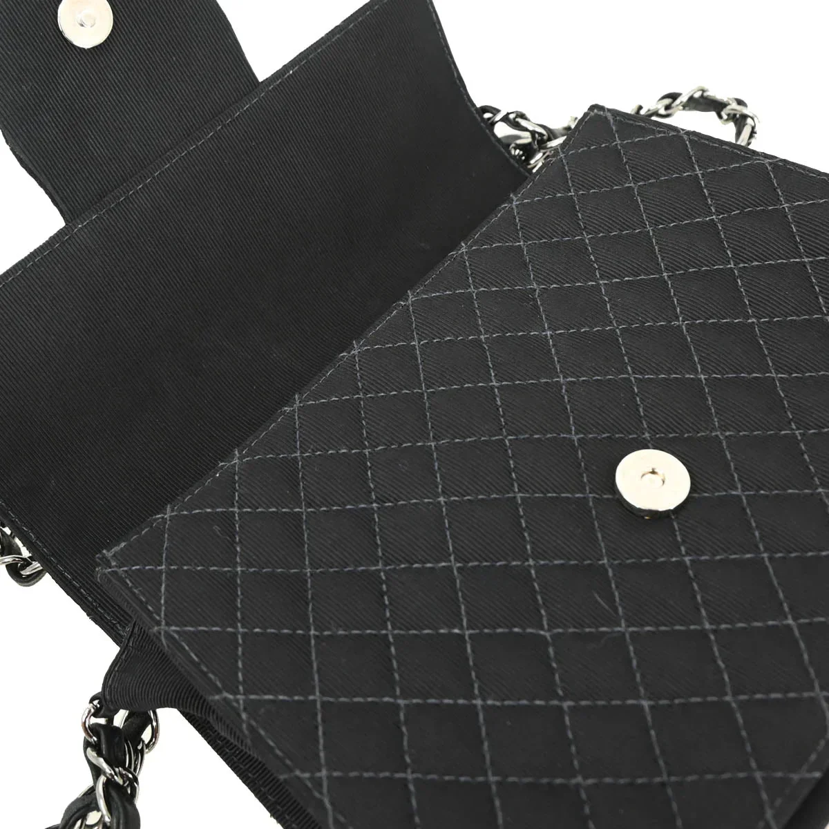 Chanel 2004-2005 Black Canvas Emblem Shoulder Bag - Image 8