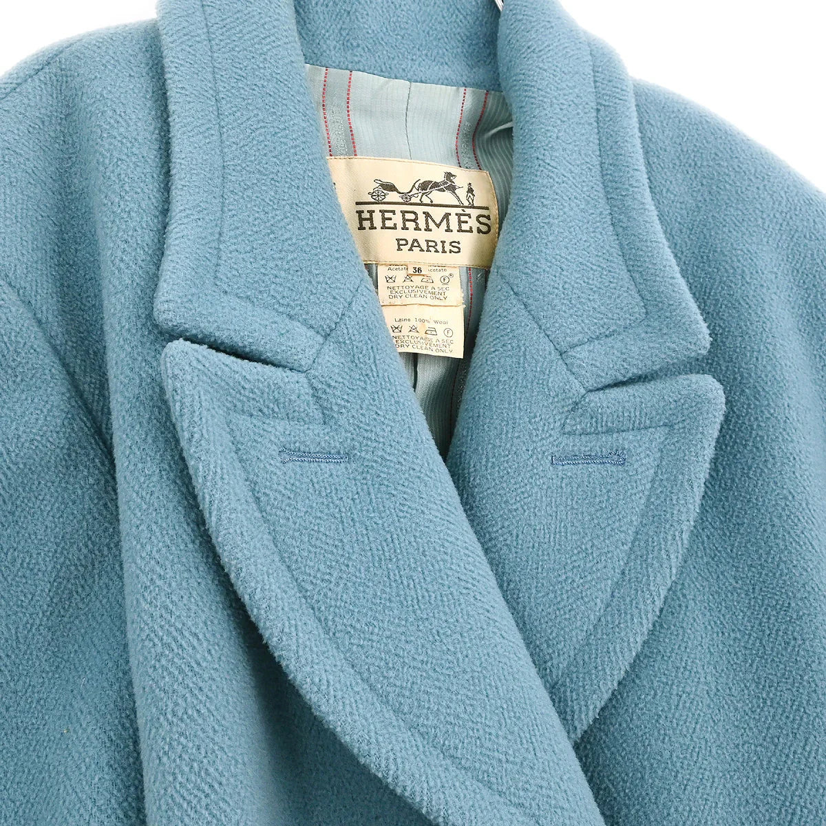 Hermes Double Breasted Coat Light Blue #36 - Image 4