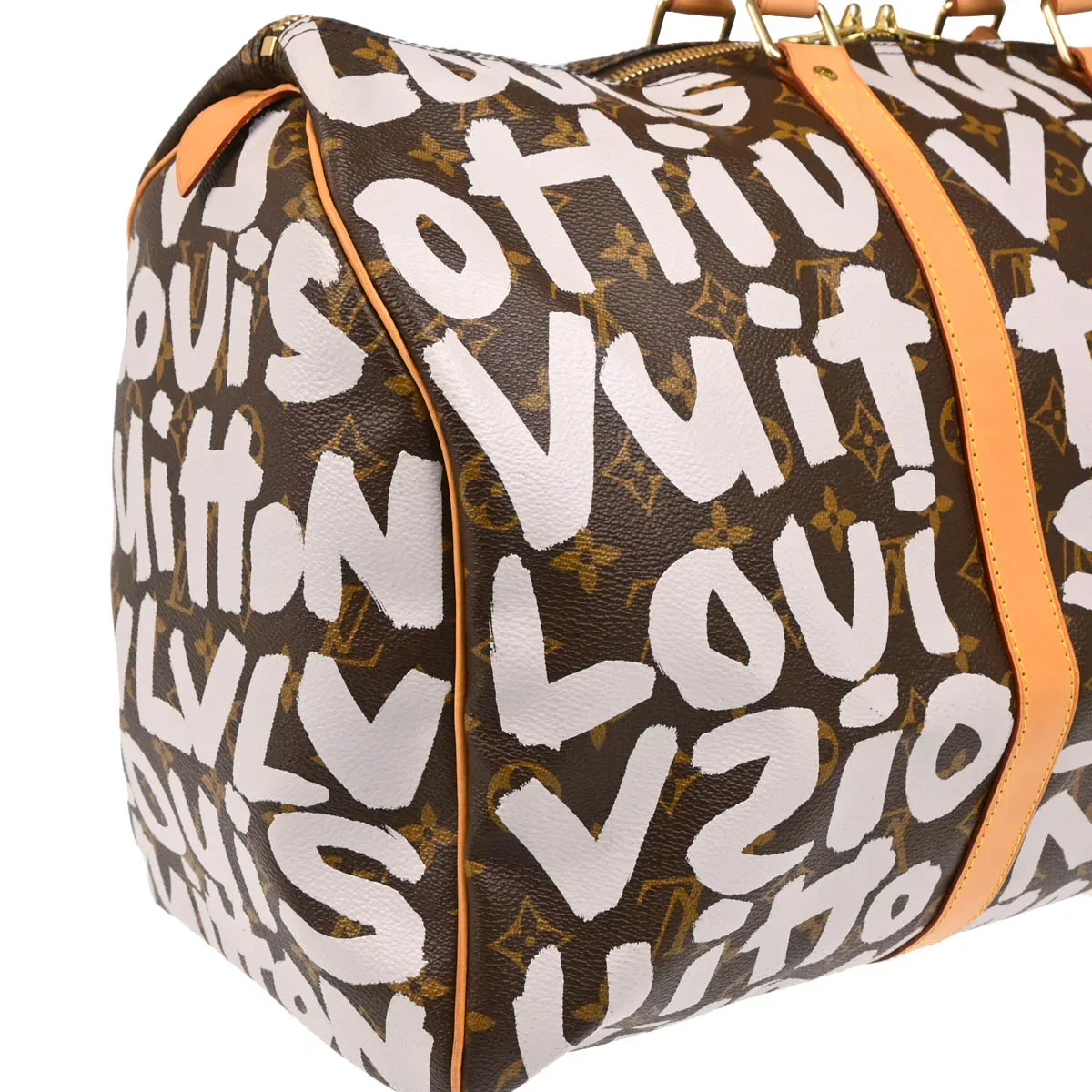 Louis Vuitton 2001 White Monogram Graffiti Keepall 50 Duffle Bag M92197 - Image 3