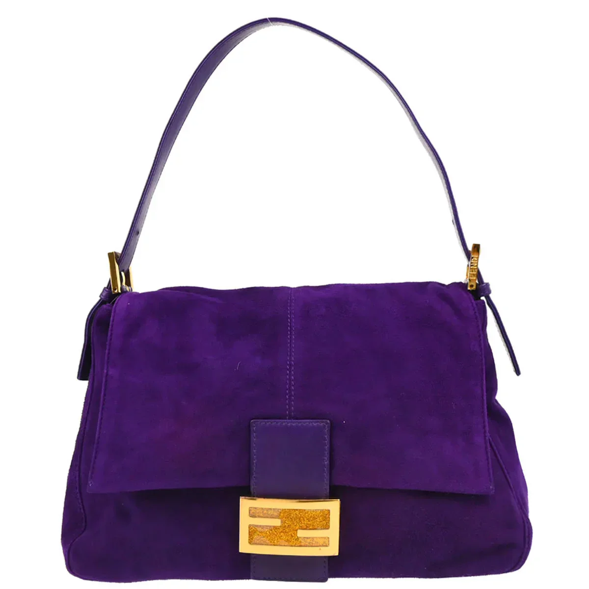 Fendi 2000 Purple Suede Mamma Baguette Handbag