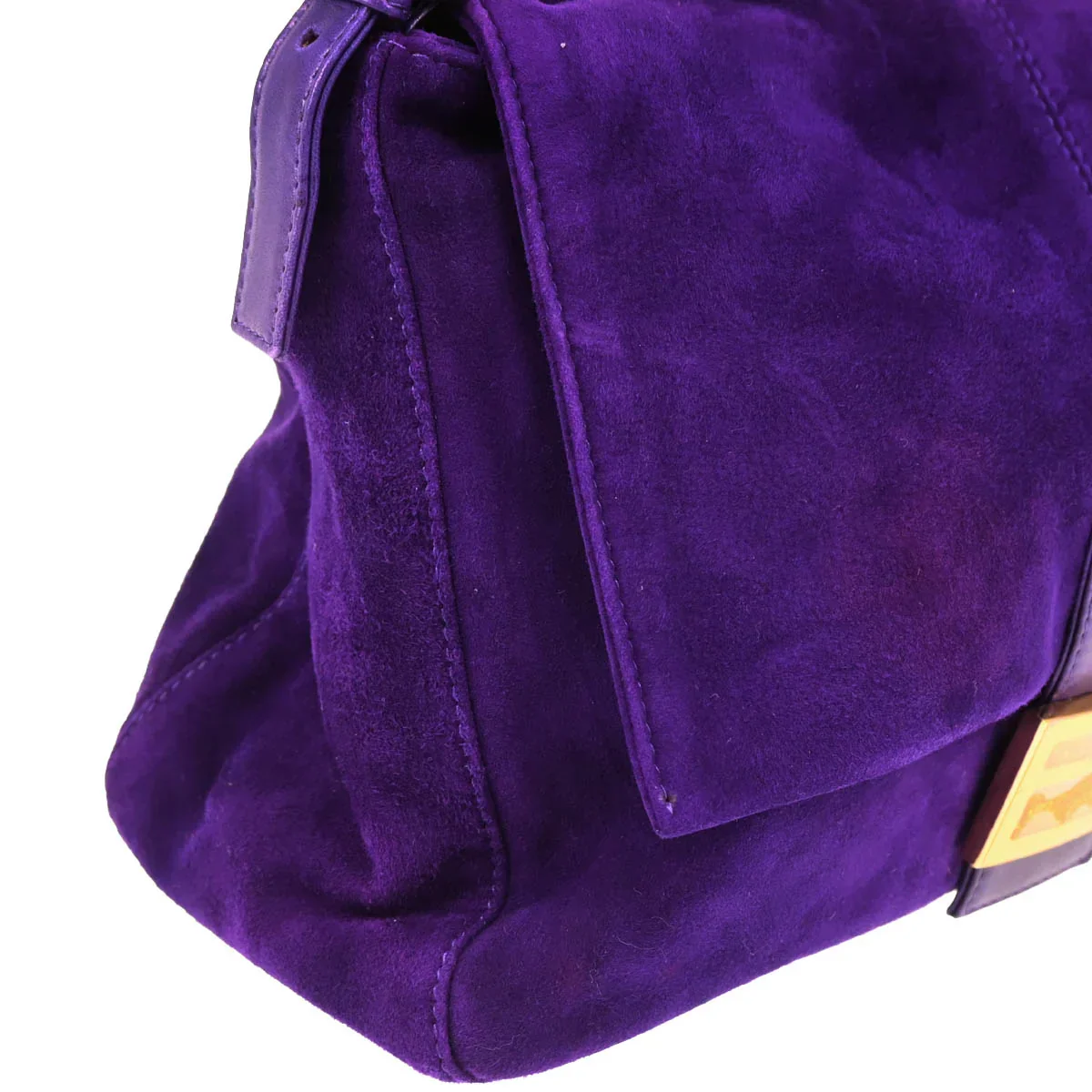 Fendi 2000 Purple Suede Mamma Baguette Handbag - Image 3