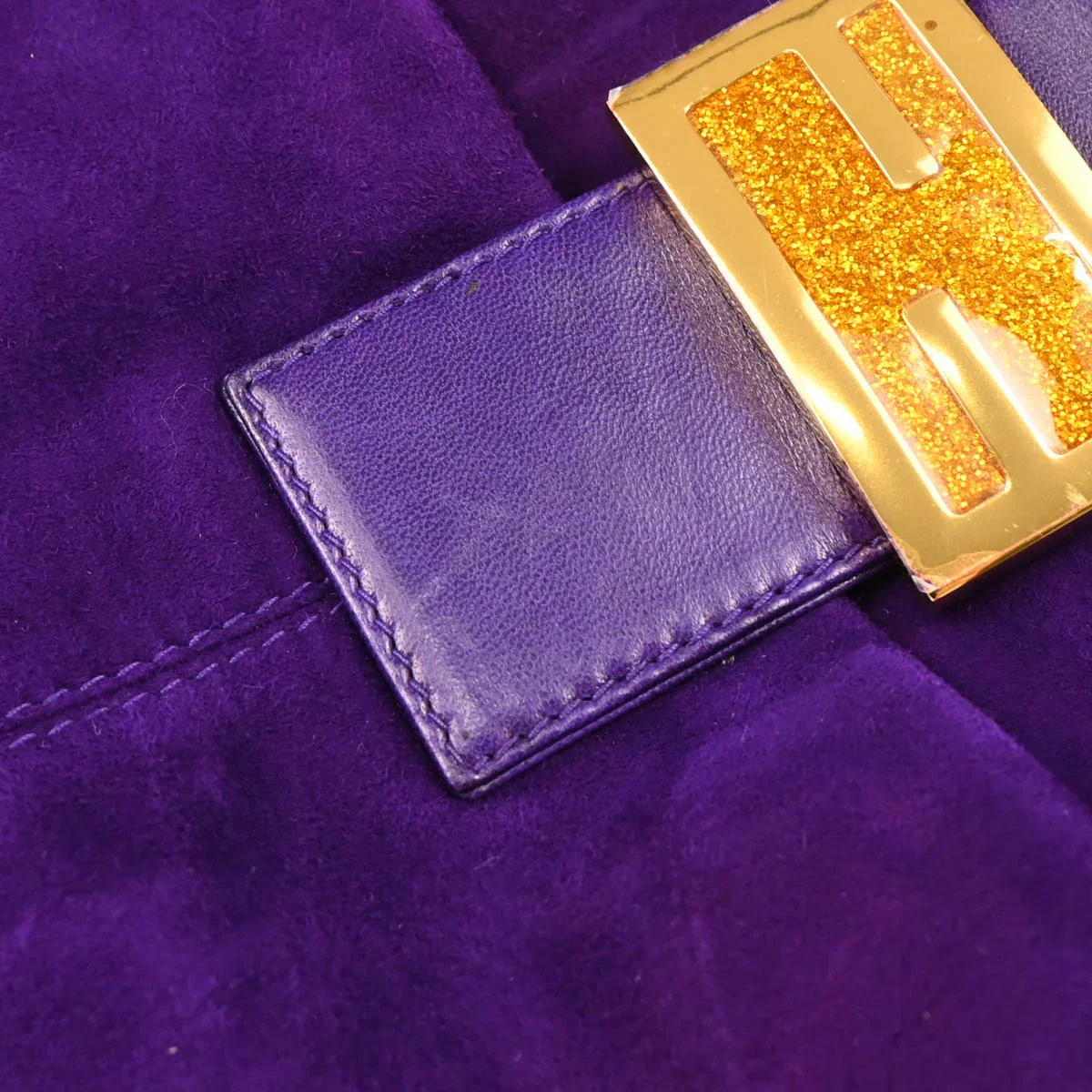 Fendi 2000 Purple Suede Mamma Baguette Handbag - Image 8