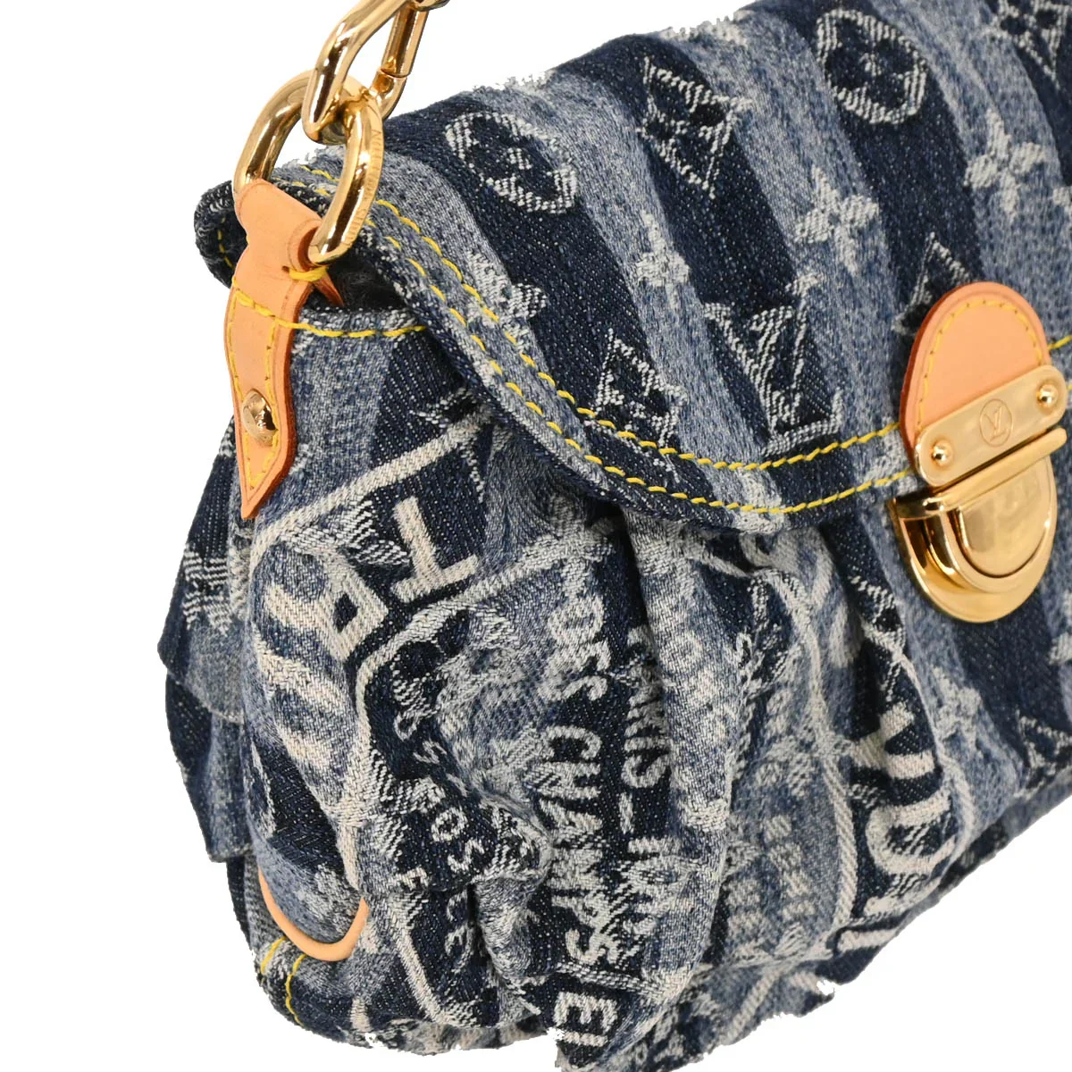 Louis Vuitton 2006 Blue Monogram Denim Mini Pleaty Raye Handbag M95333 - Image 3