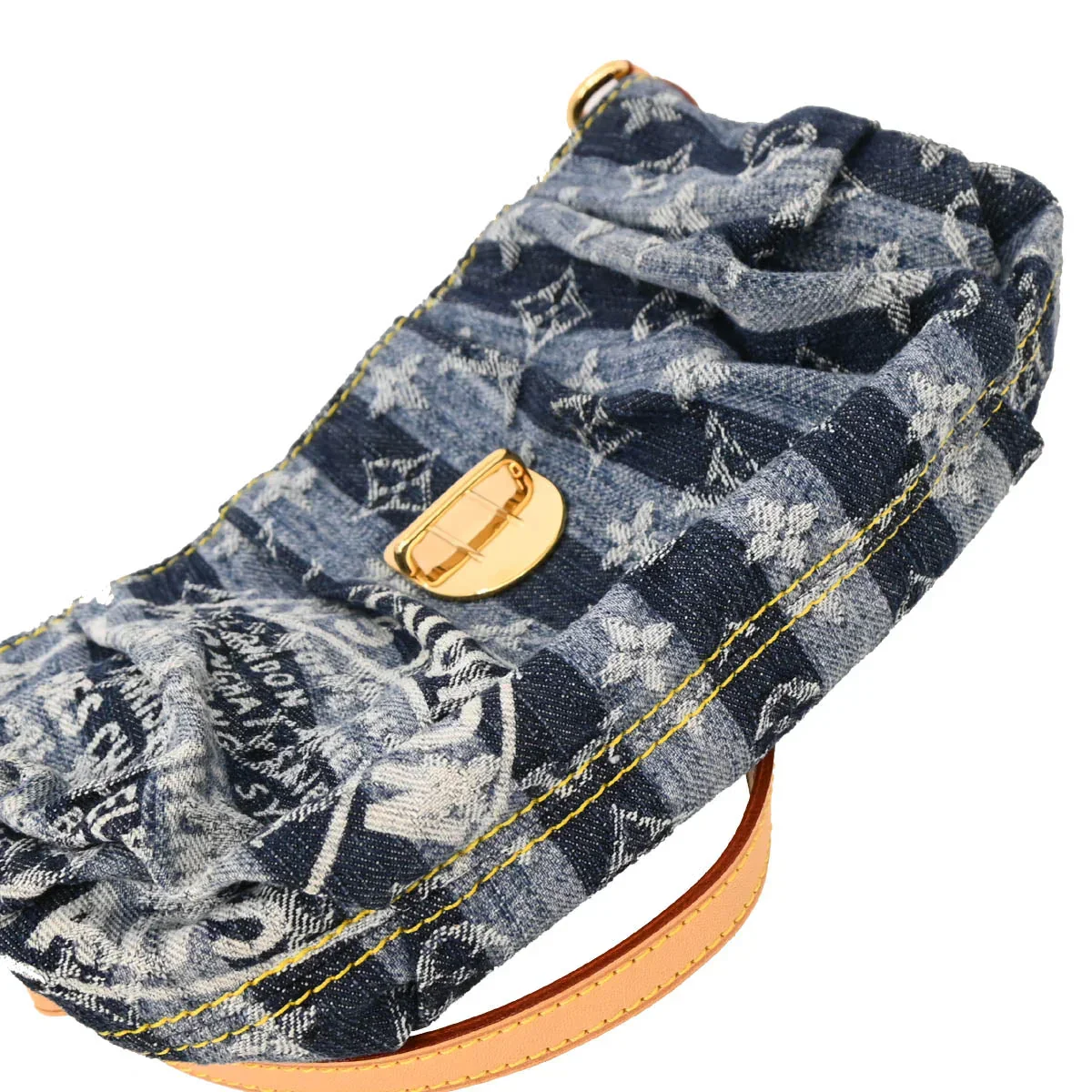 Louis Vuitton 2006 Blue Monogram Denim Mini Pleaty Raye Handbag M95333 - Image 5