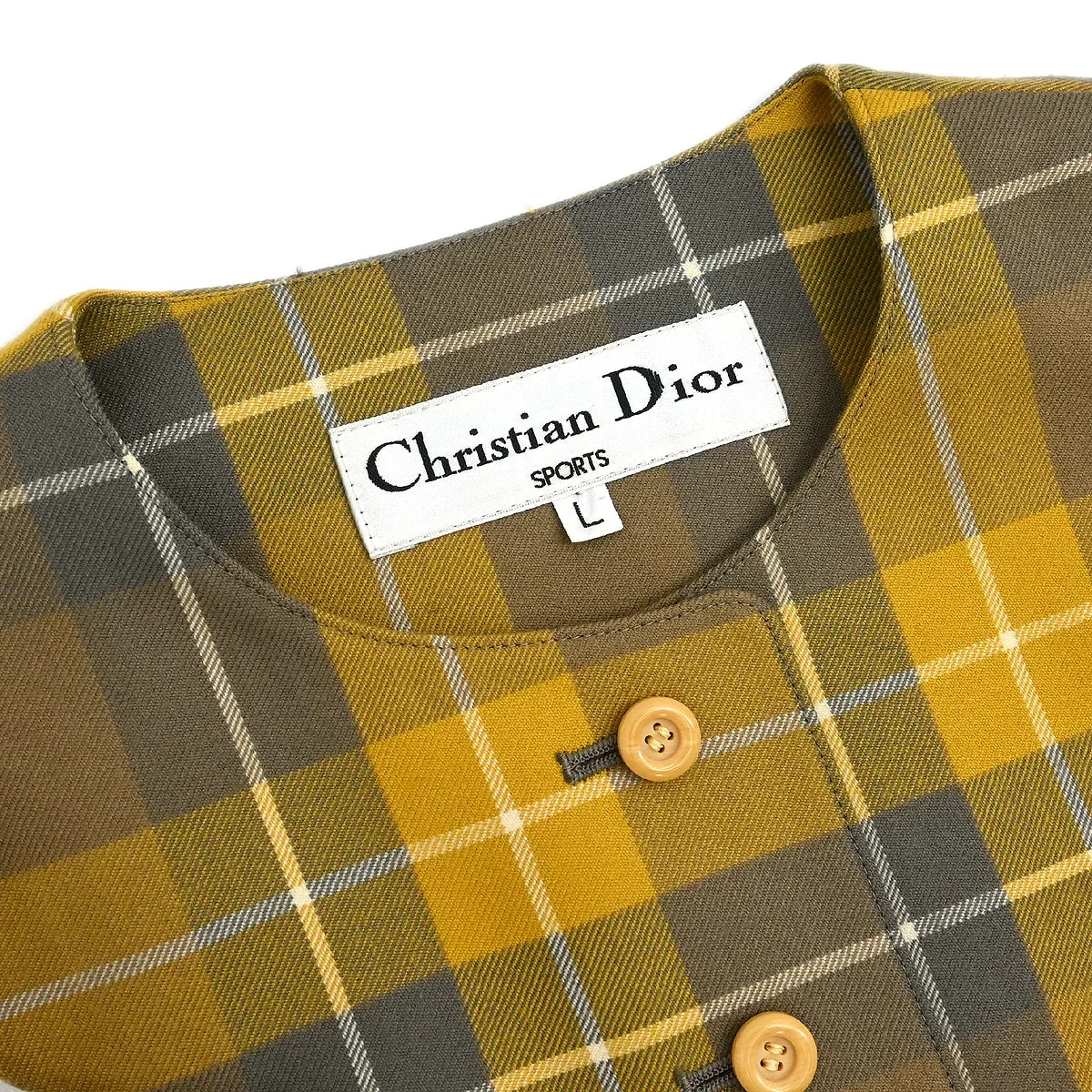 Christian Dior Single Breasted Collarless Jacket Yellow #L - Image 3