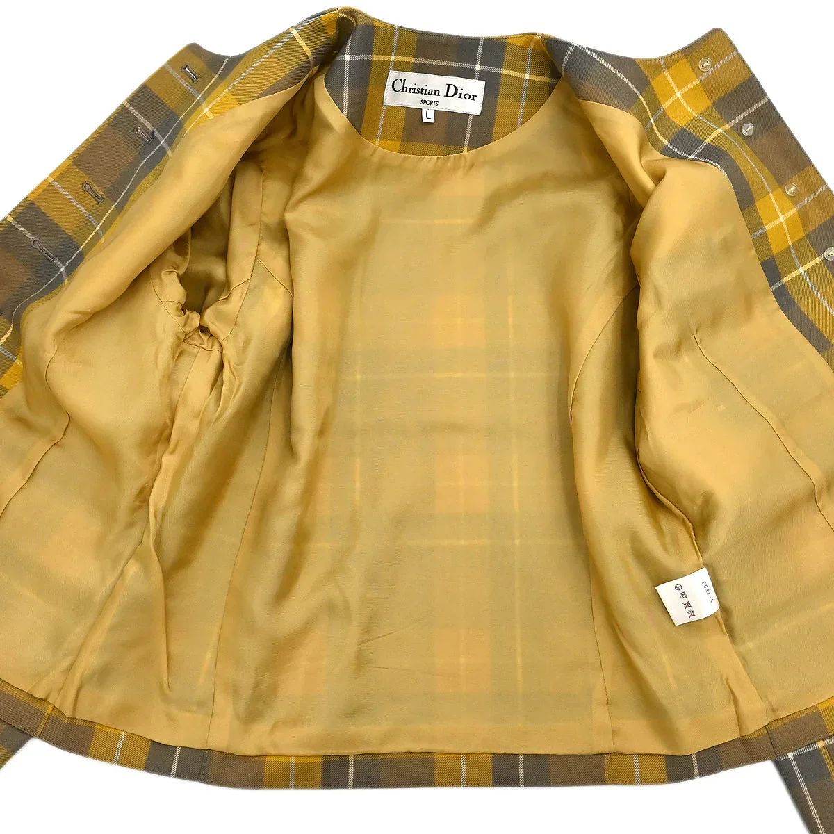 Christian Dior Single Breasted Collarless Jacket Yellow #L - Image 7