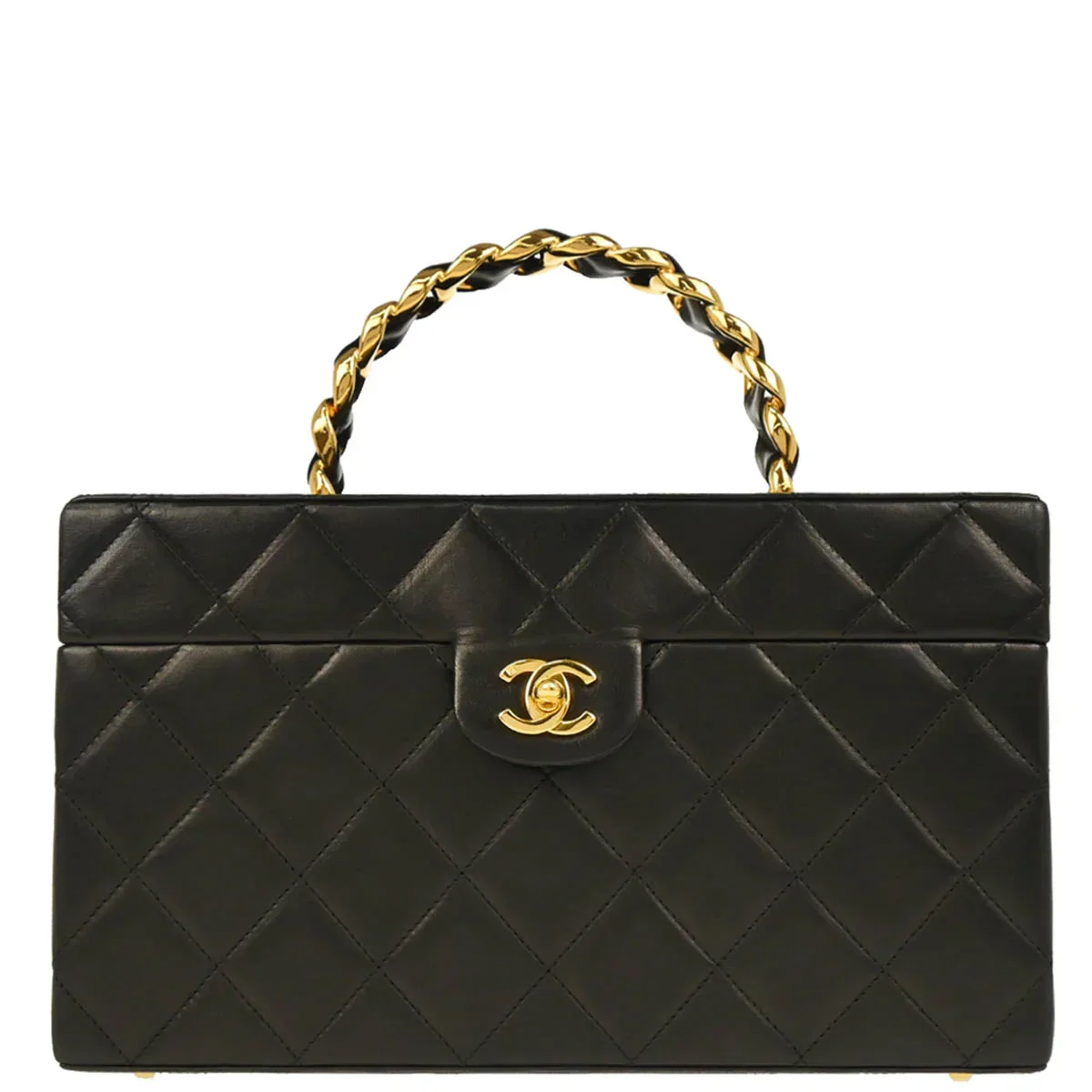 Chanel 1994-1996 Black Lambskin Vanity Handbag