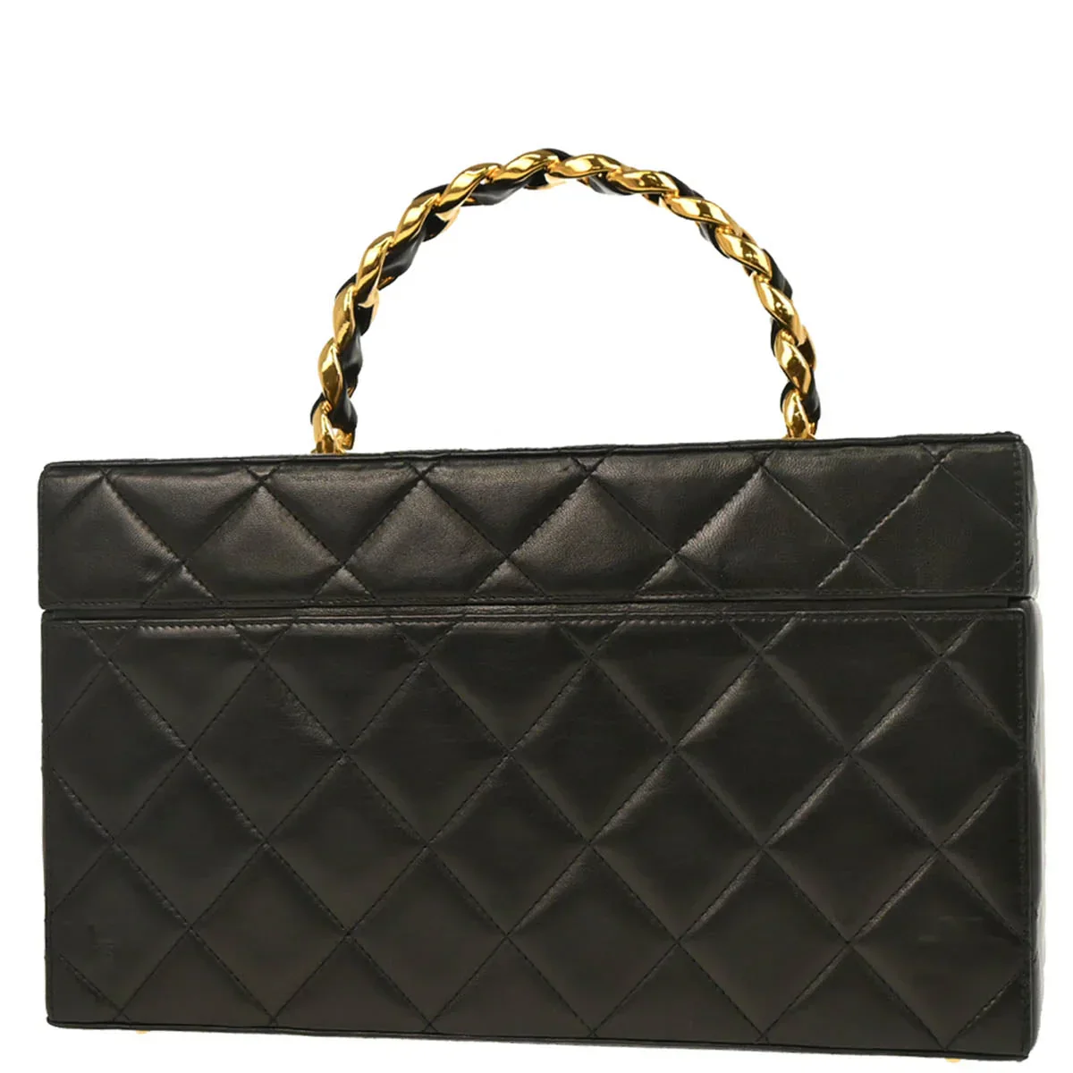 Chanel 1994-1996 Black Lambskin Vanity Handbag - Image 2