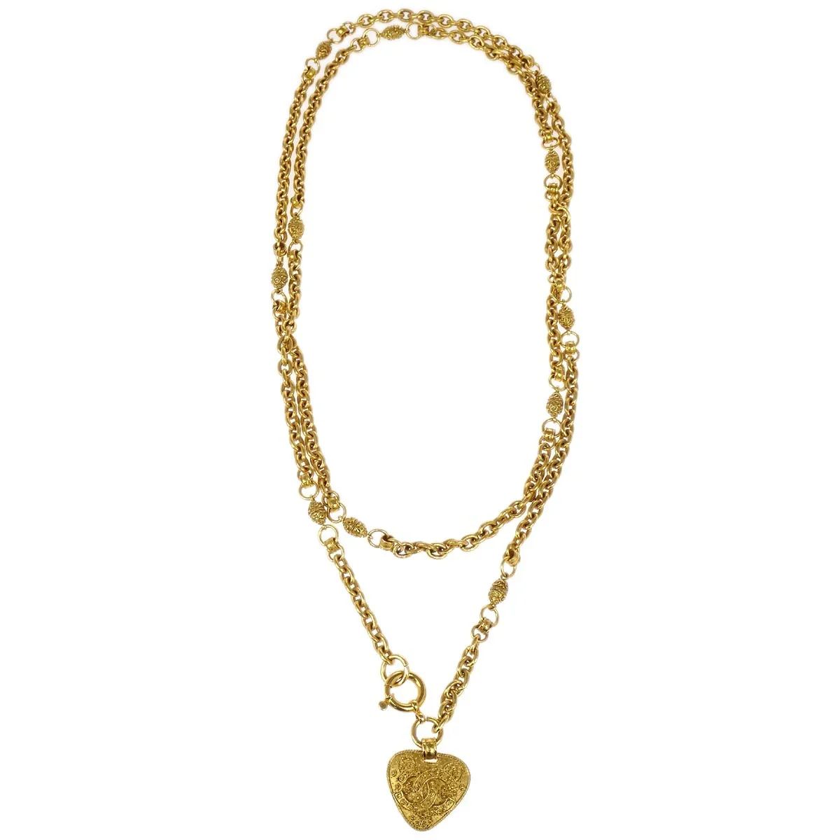 Chanel Chain Pendant Necklace Gold 94A
