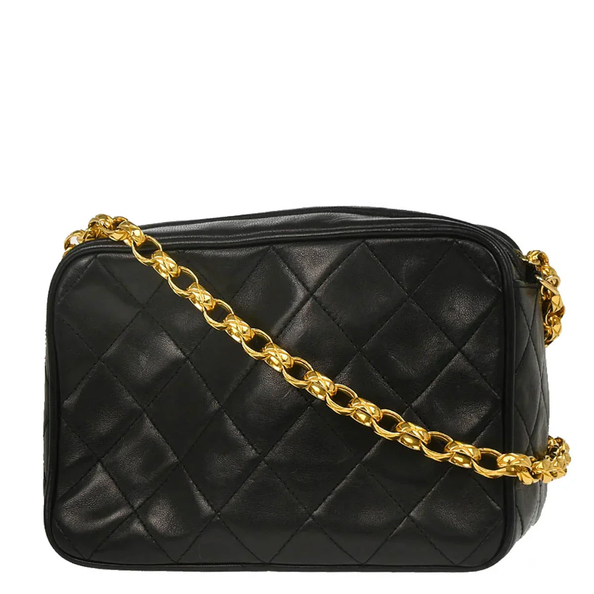Chanel 1991-1994 Black Lambskin Camera Bag Mini - Image 2