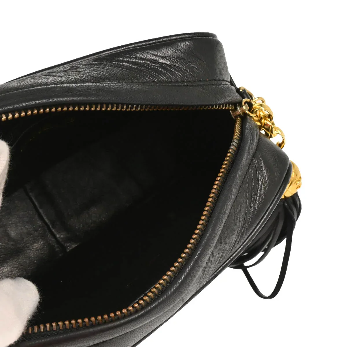 Chanel 1991-1994 Black Lambskin Camera Bag Mini - Image 4