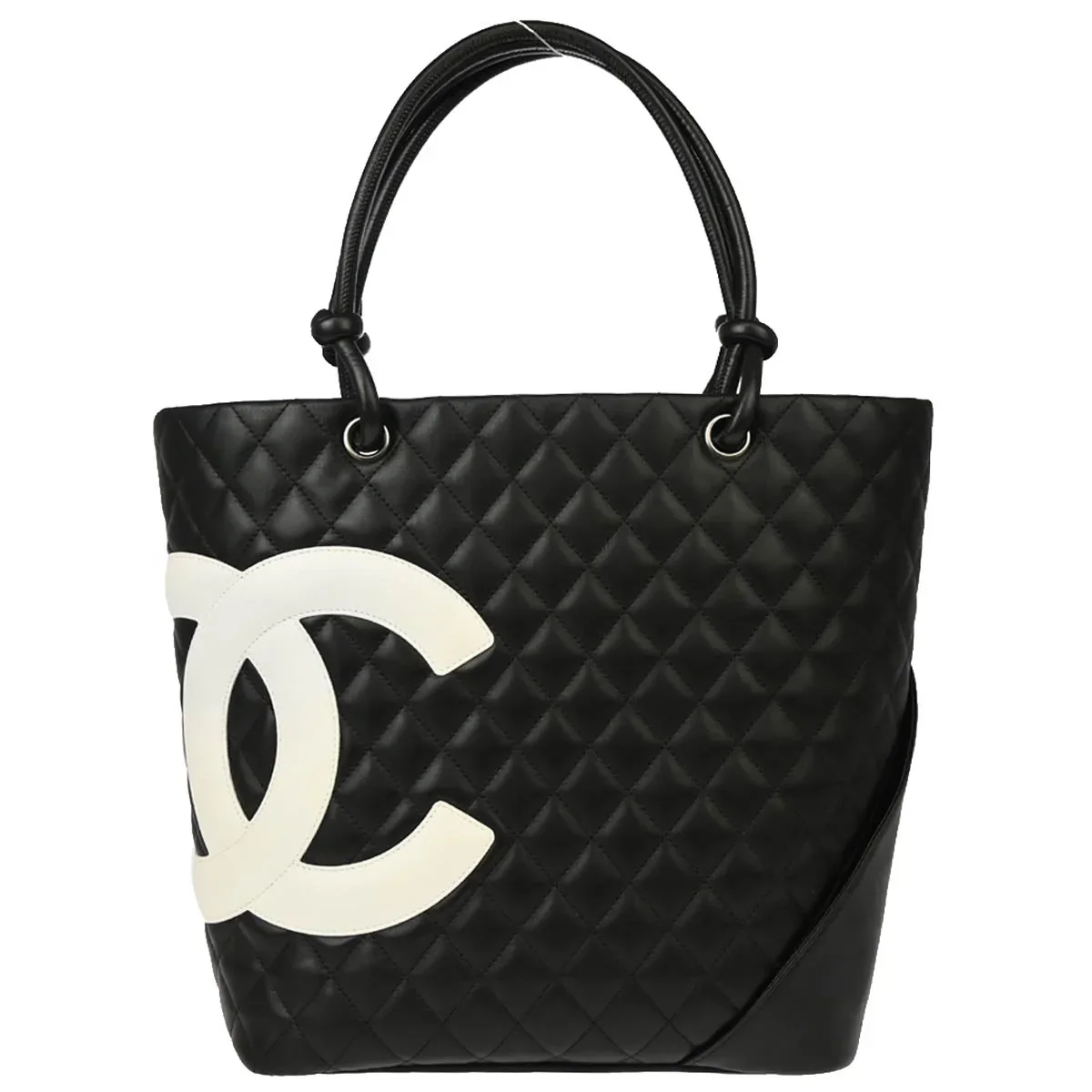 Chanel 2004-2005 Black Calfskin Cambon Ligne Tote Handbag - Image 2